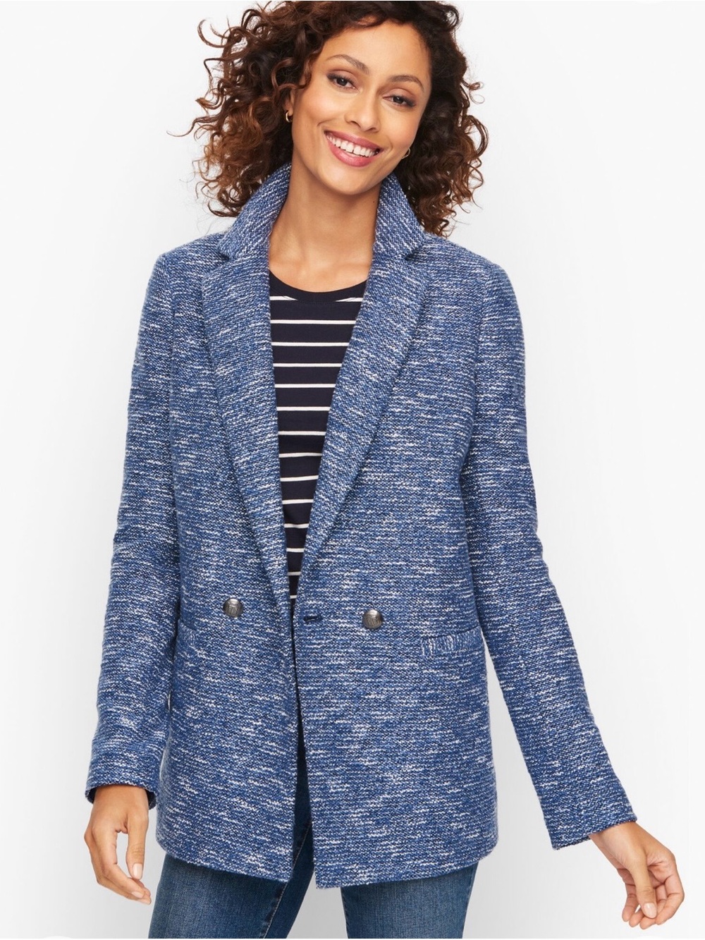 Talbots Heathered Blue Knit Blazer